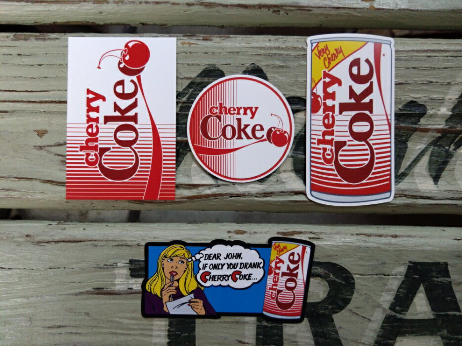 チェリーコーク cherry coke 80年代 コカ・コーラ coca cola ステッカー シール スマホ XXSサイズ 全4種 メール便対応可