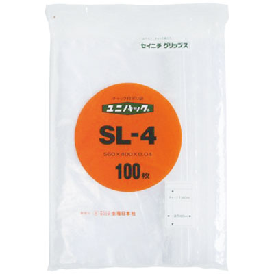 【ケース販売】ユニパック　SL－4（1ケース/600枚入）【規格内容】チャック下560×袋幅400mm【厚み】0．04mm