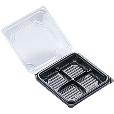 和菓子容器4ヶ用 DS－40 片黒（1袋/50枚入）