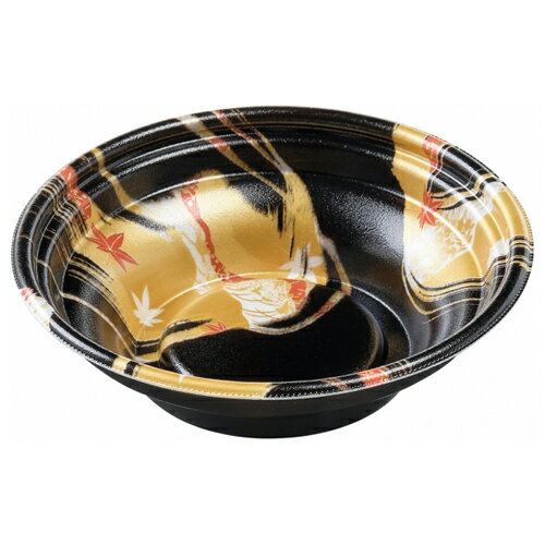 【ケース販売】エフピコ どんぶり容器 MFPホット麺19（52）絞　風金黒（1ケース/600枚入）F041355