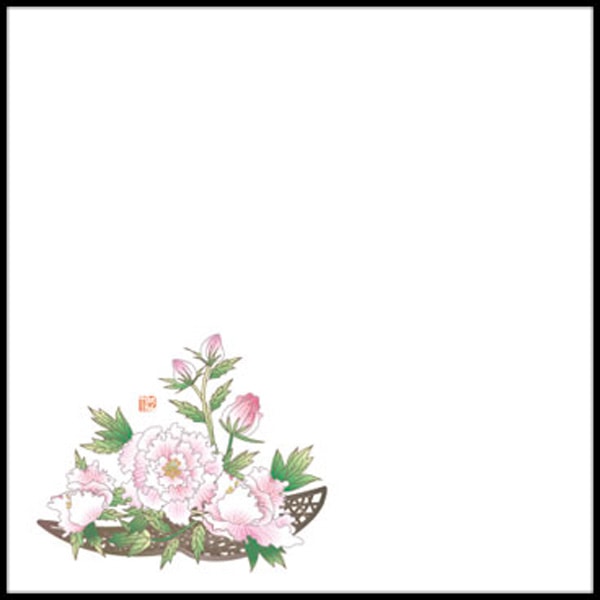 【バラ販売】天ぷら敷紙　耐油天紙　4寸　ぼたん（4～5月）（1袋/100枚入）【規格内容】幅120×長さ120mm
