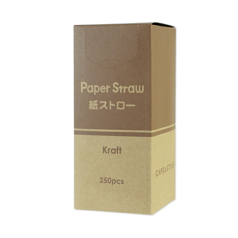 【ケース販売】 紙ストロー　裸　クラフト（1ケース/250本×20箱：5000本入）
