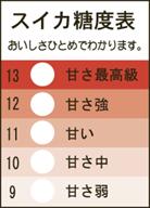 【青果ラベル・シール】スイカ糖度表 RE（1冊/500枚入）LZ603Sサイズ：35mm x 25mm