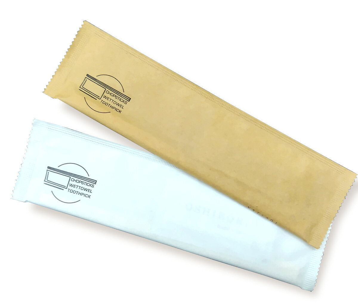 【ケース販売】おしぼり入8寸完封箸3点セット　未晒紙（箸・おしぼり・楊枝）（1ケース/100セット×10袋：1000セット入）
