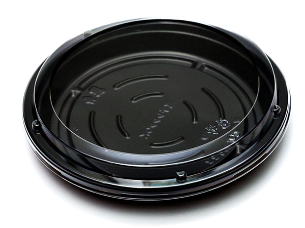 【セット販売】使い捨てお好み焼き容器　BFお好み丸22黒本体+蓋セット（1セット/50枚入）