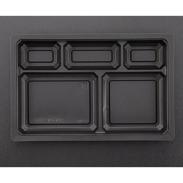 【ケース販売】箱弁当　K－BOX90－60C中仕切黒（1ケース/600枚入）18622