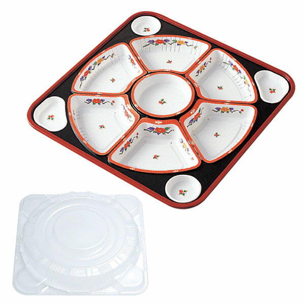 【バラ販売】オードブル容器　透明蓋セット　TO－460　有田　朱（1袋/10セット入）4560159366076