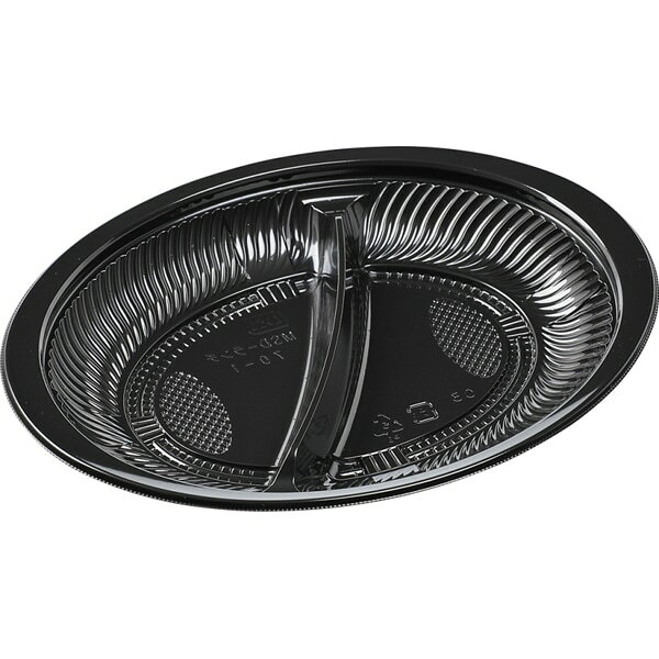 【バラ販売】洋食容器　MSD－ランチ70－1　本体　黒（1袋/50枚入）4526638993966 楕円型軽食容器です。ランチにピッタリ。 【商品説明】 【規格内容】幅243×奥行181×高さ31mm【材質】マルチSD【色】黒【柄】柄無【商品特徴】軽食用容器です。ランチにどうぞ。 1