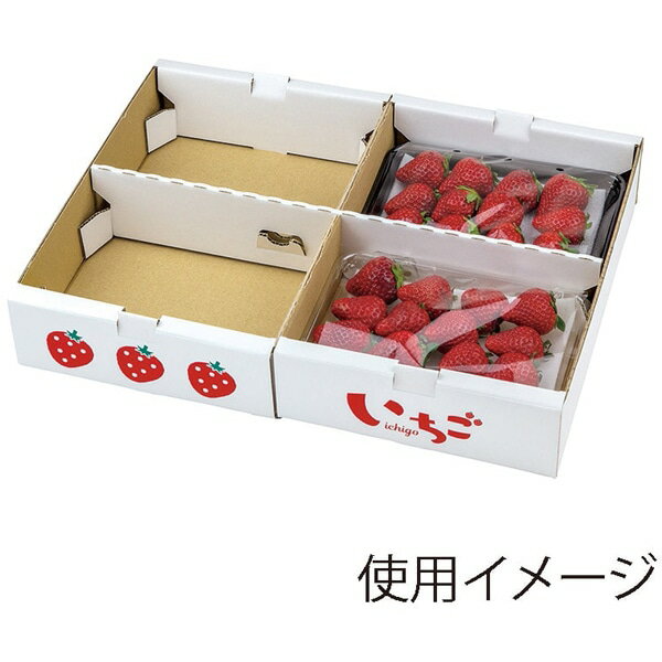 樂天商城 - 【ケース販売】いちご用ギフト箱　L－2514　イラストいちご平詰め250g　4Pセパレート（1ケース/80セット入）4525241215298