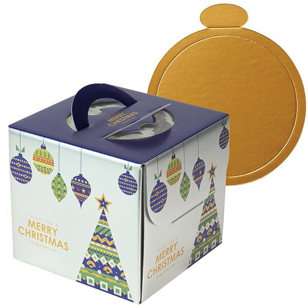 【ケース販売】クリスマスケーキ箱 20－2331TM スペシャルクリスマス 4．5号 金台紙丸型付（1ケース/100セット入）4525241208900