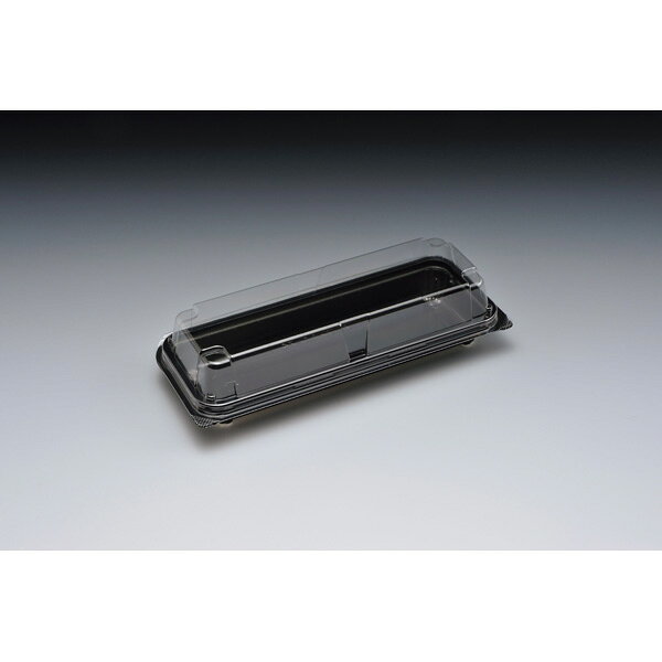 【ケース販売】巻き寿司容器　ユニコン　LS－74　B（1ケース/800枚入）4537430408374 ロールケーキ、カット巻き寿司でも使用可です。 【商品説明】 【規格内容】幅206×奥行85×本体高さ25（蓋高さ24）mm【容量】180cc【材質】OPS【色】黒／透明【柄】柄無【商品特徴】蓋・本体一対式容器です。食パン田形1／4カット用です。カット面が綺麗に保てるようにカットサイズぴったり設計です。ロールケーキ、カット巻き寿司でも使用可です。 1