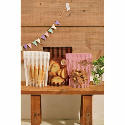 チャック付スタンド袋SSストライプ白　1袋（50枚入り）