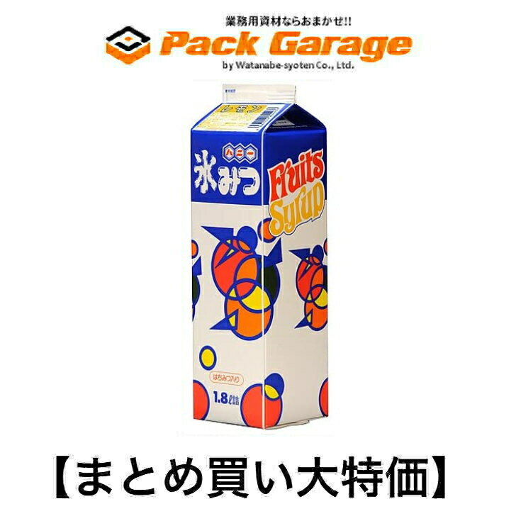 【まとめ買い大特価】ハニー氷みつA レモン 1.8L（3ケース/24本） 北海道・沖縄・離島の場合は別途送料が発生する場合がありますので、店舗までお問い合わせ下さい。 【商品説明】 内容量:1.8L原材料:果糖ブドウ糖液糖(日本産)、はちみつ(中国産)、食塩(日本産)商品サイズ(高さ×奥行×幅):300mm×86mm×86mmはちみつ入りで糖度が高く、色鮮やかで蜜のノリが良い氷みつです。開けやすい口栓付、オリジナルシャワーの取り付けが可能です。南国宮崎発信、 1