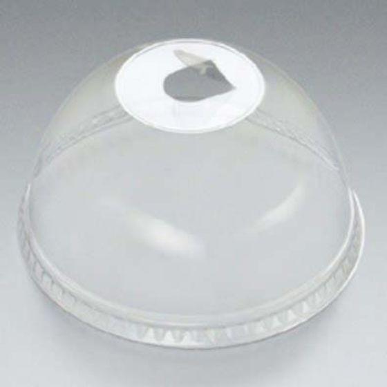 【代引き 不可】2000個・ドーム蓋 96φクリアカップ共通リッド（ストロー穴付） 業務用 タピオカ かき氷 透明 プラコップ　（フタのみ）2000個入　送料無料