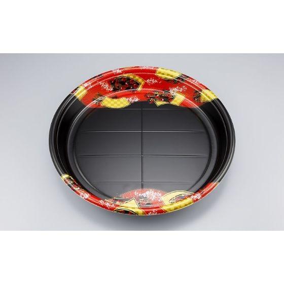 【10枚】SF丸桶5 舞扇赤 本体 シーピー化成 使い捨て 寿司 鮨 オードブル 皿 容器 寿司桶　（本体のみ..