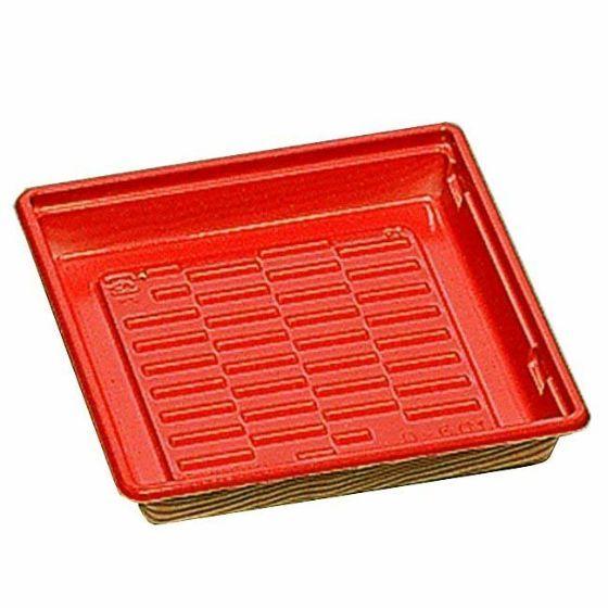 新富久折 D-601H 赤杉◇定番の寿司容器です。◇安心の積み重ね設計！●本体：レンジ不可●素材：HIPS●耐熱温度：80℃　　　　　　●サイズ：133×133×22mm●入数：50枚