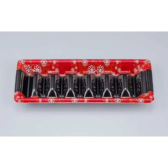 樂天商城 - 【50枚】SF和角巻段26-10 花格子赤本体（細巻カット3本分・中巻カット2本分） シーピー化成 使い捨て 弁当 惣菜 恵方巻 鮨 太巻き 巻き寿司容器　（本体のみ）50枚入