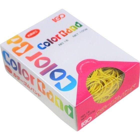 【100g】輪ゴム #16 黄色 IGOゴムバンド （RB16-1H-Y） カラーバンド 抗菌加工 箱タイプ 100g入