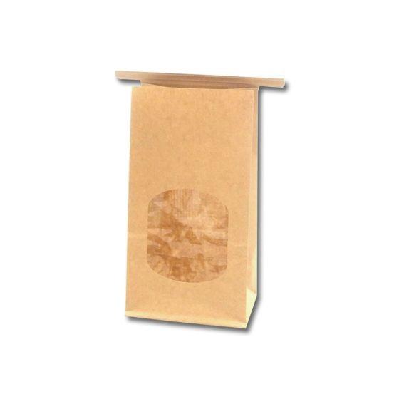 【10枚】窓付角底袋ワイヤー付9-6 未晒無地 全ラミ シモジマ 紙袋 HEIKO 包装 ラッピング用品 袋　10枚入