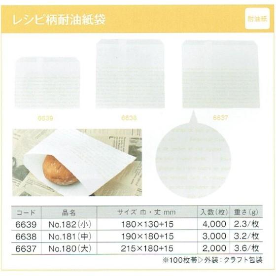 樂天商城 - 【3000枚】耐油袋 No.181 レシピ柄 耐油紙袋（中） 製パン資材 大阪ポリエチレン販売 耐油袋 平袋 紙袋　（地域限定 送料無料）3000枚入