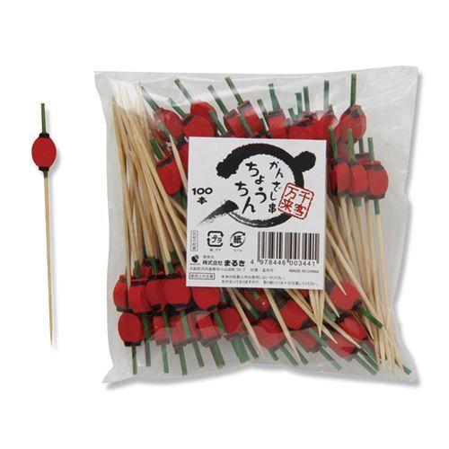 樂天商城 - 【100本】かんざし串 9cm ちょうちん まるき 使い捨て 業務用 お弁当 惣菜 飾り串 竹串 楊枝 ピックス　100本袋入