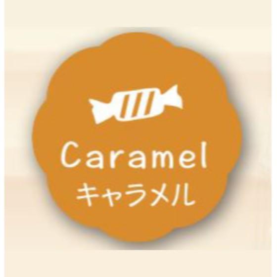 【キャラメル】150枚 （26×26） カミイソ産商 お菓子用 シール Caramel J-629 かわいい ギフト スイーツ ケーキ 食品用 ラベル シール　150枚入