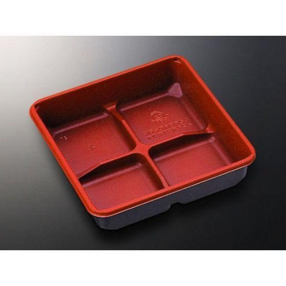 樂天商城 - 【600枚】CT2段幕の内 上 赤-BK 身 中央化学 使い捨て 業務用 弁当容器 和風 仕出し弁当 二段弁当　（本体のみ）600枚入