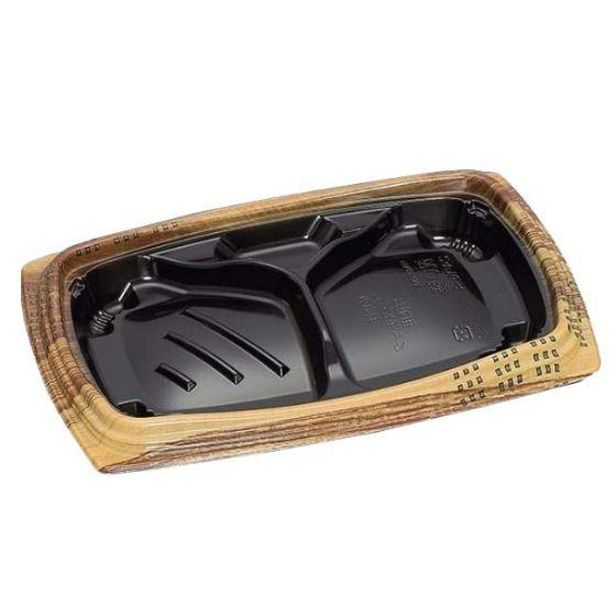 樂天商城 - 【900枚】祝い膳24-16-4H 木目内黒 本体（PPF＋バイオマス）福助工業 バイオマス容器 環境配慮型 使い捨て 業務用 お弁当容器 （本体のみ） 900枚入