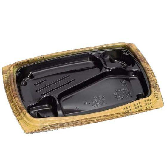 樂天商城 - 【800枚】祝い膳24-18-2H 木目内黒 本体（PPF＋バイオマス）福助工業 バイオマス容器 環境配慮型 使い捨て 業務用 お弁当容器 （本体のみ） 800枚入