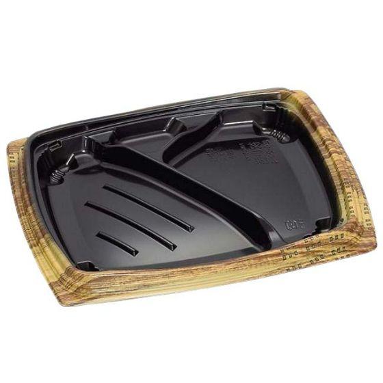 樂天商城 - 【50枚】祝い膳24-20-4H 木目内黒 本体（PPF＋バイオマス）福助工業 バイオマス容器 環境配慮型 使い捨て 業務用 お弁当容器 （本体のみ） 50枚入