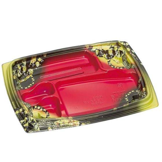 Rakuten - 【600枚】祝い膳24-20-6H 小町内赤 本体（PPF＋バイオマス）福助工業 バイオマス容器 環境配慮型 使い捨て 業務用 お弁当容器 （本体のみ） 600枚入