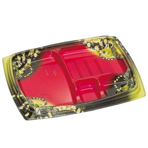 樂天商城 - 【600枚】祝い膳24-20-1H 小町内赤 本体（PPF＋バイオマス）福助工業 バイオマス容器 環境配慮型 使い捨て 業務用 お弁当容器 （本体のみ） 600枚入