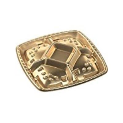 Rakuten - 【25枚】シェルトプラッター角20 本体 金 エフピコ 使い捨て 弁当 惣菜 中華 仕出し 角皿 オードブル容器　（本体のみ）25枚入