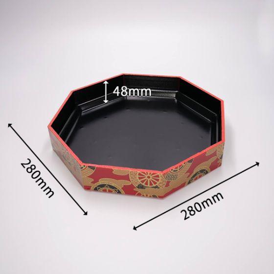 樂天商城 - 【10枚セット】WPS-八角280V 御所車黒 エコ蓋付 エフピコ 使い捨て 業務用 オードブル容器 折箱 寿司桶　10枚セット