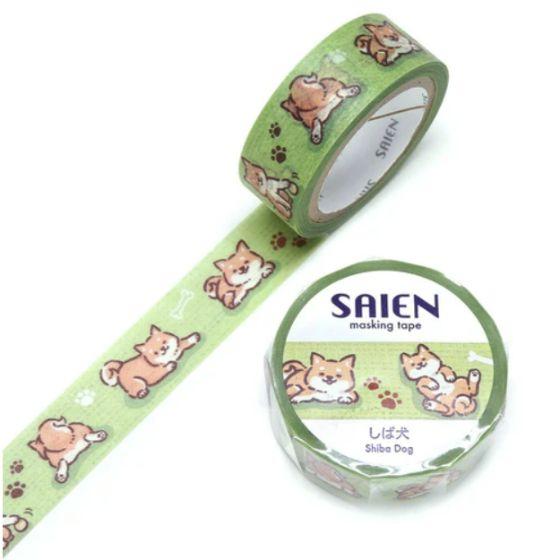 【1巻】UR-0200 しば犬（15mm×7m）マスキングテープ カミイソ産商 SAIEN オリジナルシリーズ （代引き不可） 1巻入