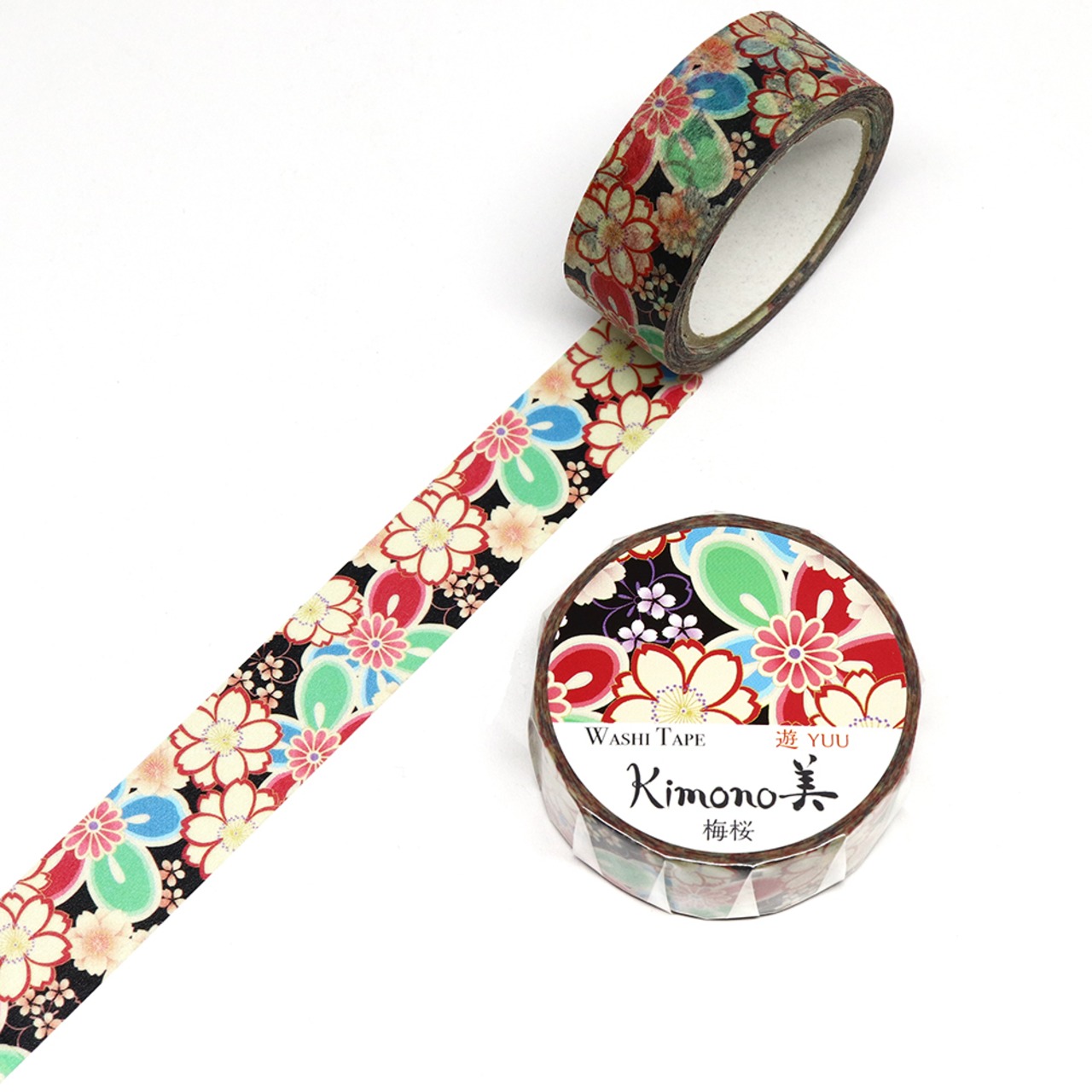 【1巻】梅桜 GR-2009 （幅15mm×7m巻） マスキングテープ 和紙 カミイソ Kimono美 遊 YUU レトロモダンタイプ （代引き不可） 1巻入