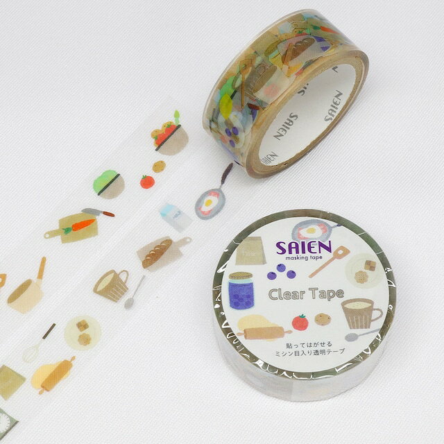 【1巻】HR-0001 キッチン クリアテープ（15mm×3m）カミイソ産商 マスキングテープ SAIEN （代引き不可） 1巻入
