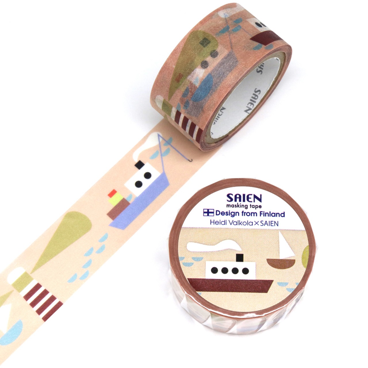 【1巻】TR-4017 Sea (20mm×5m)マスキングテープ カミイソ産商 Heidi Valkola×SAIEN (代引き不可) 1巻入