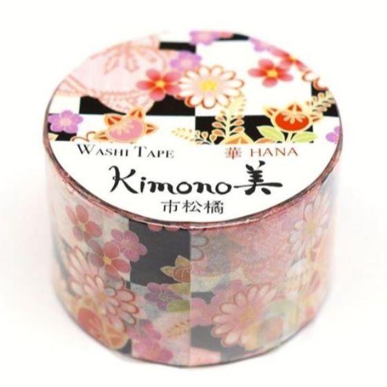 【1巻】市松橘 GR-1006 （幅25mm×5m巻） マスキングテープ 和紙 カミイソ Kimono美 華 HANA 友禅柄タイプ （代引き不可）　1巻入