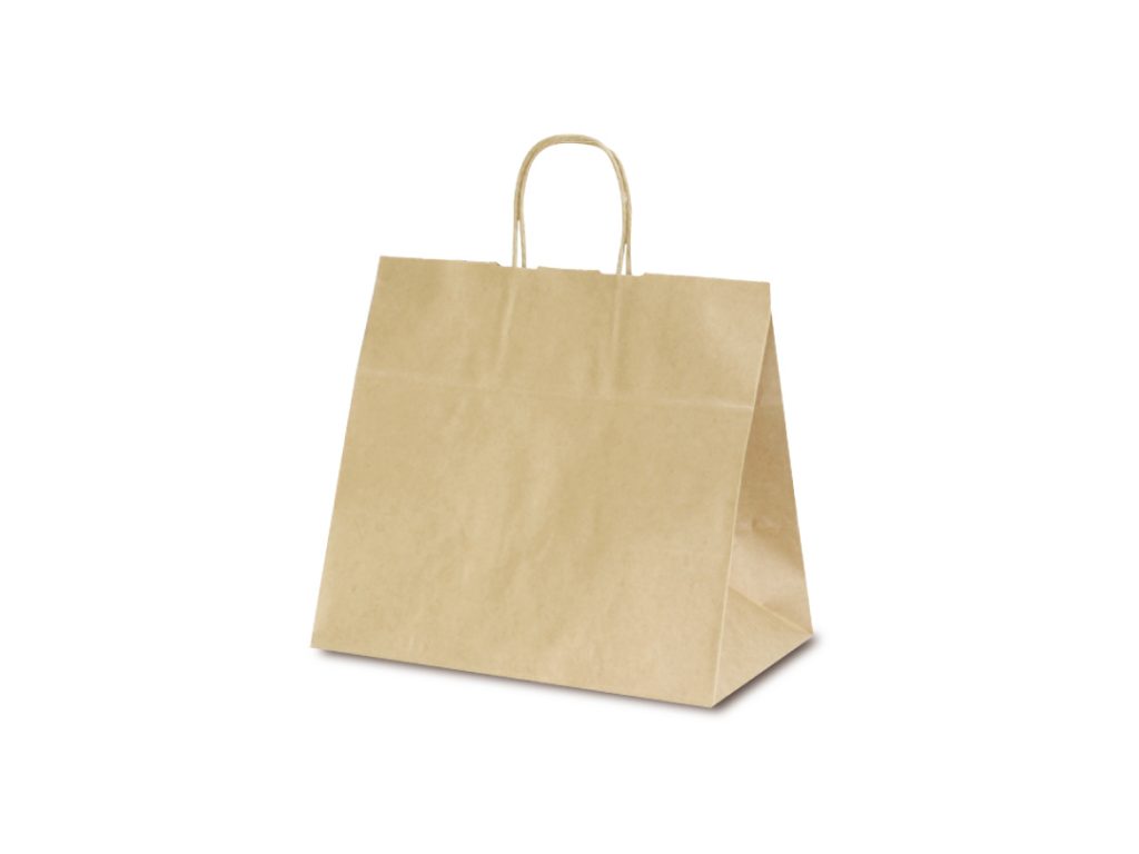 【手提紙袋】T−11W 茶無地 （200枚） 340×220×320mm