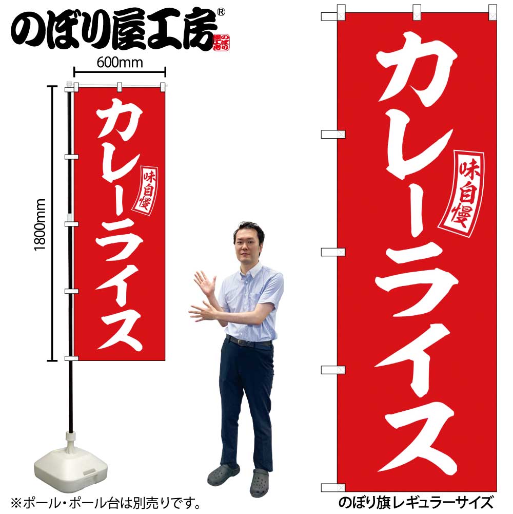 【メール便は3枚まで】のぼり のぼり旗 SNB-6012 カレーライス 赤 白文字 W60×H180cm 1枚 三方三巻 販促 商売繁盛【受注生産品】(3)