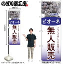 【メール便は3枚まで】のぼり のぼり旗 SNB-9764 無人販売 ピオーネ W60×H180cm 1枚 三方三巻 販促 商売繁盛【受注生産品】
