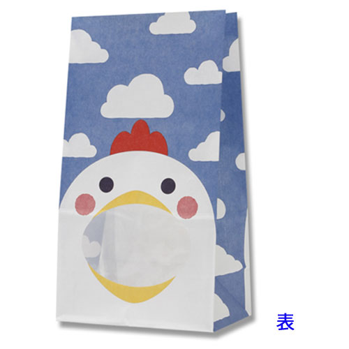 夏祭り 縁日 屋台 BBQ キャンプ 【窓付角底袋】HEIKO 窓付紙袋 パックンバック No.4 ニワトリ（50枚入）130×80×235mm シモジマ
