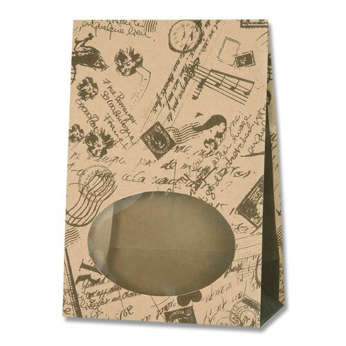 夏祭り 縁日 屋台 BBQ キャンプ 【窓付角底袋】HEIKO 窓付紙袋 S1F コラージュブラウン（50枚入）120×65×175mm シモジマ