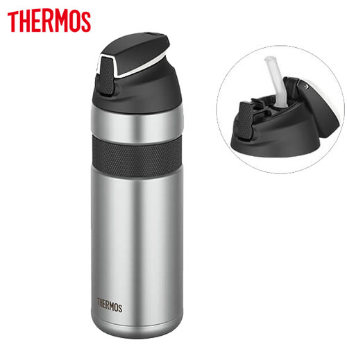 サーモス THERMOS 自転車 バイク 真空断熱ストローボトル 水筒 (ステンレスブラック) FFQ-600