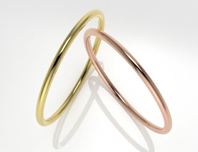 地金リング　指輪　K18 ゴールド　1mm ピンク イエロー 　甲丸　結婚指輪 　シンプル　ピンキーリング レディース　プレゼント　ギフト　華奢　細い