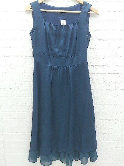 ◇ INDIVI インディヴィ 裾フリル ノースリーブ ロング ワンピース 38 ネイビー * 【中古】