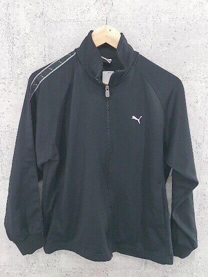 ◇ Puma プーマ ロゴ 長袖 ジップアップ ジャケット L ブラック * 【中古】