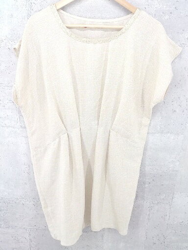 ◇ Doux archives ドゥ アルシーヴ フレンチスリーブ 膝丈 チュニック ワンピース M ベージュ マルチ * 【中古】 ◇ Doux archives ドゥ アルシーヴ フレンチスリーブ 膝丈 チュニック ワンピース M ベージュ マルチ * 【中古】