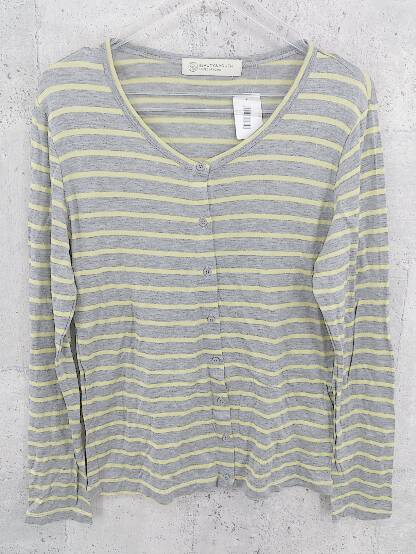 ◇ BEAUTY&YOUTH ビューティ&ユース UNITED ARROWS ボーダー 長袖 カーディガン グレー イエロー * 【中古】